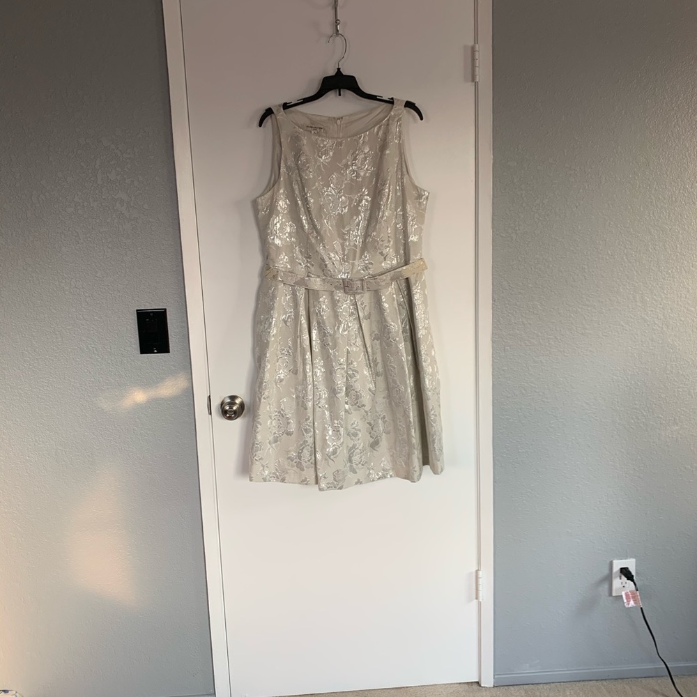 Beige with silver flowers